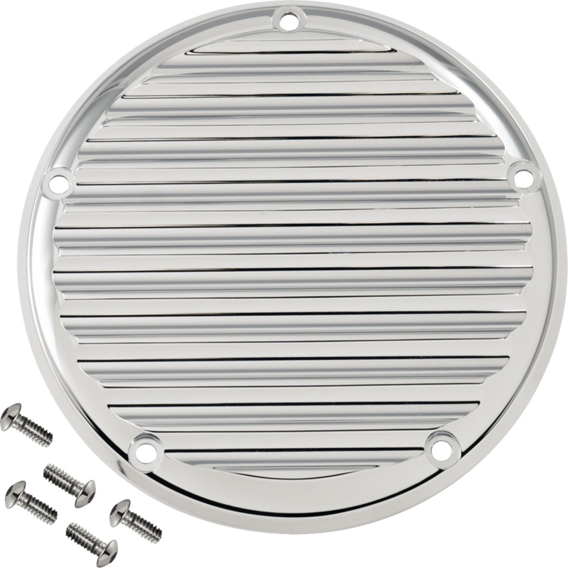 JOKER MACHINE Derby Cover – 5 Hole Finned – Chrome – M8 Softail 06-965-3