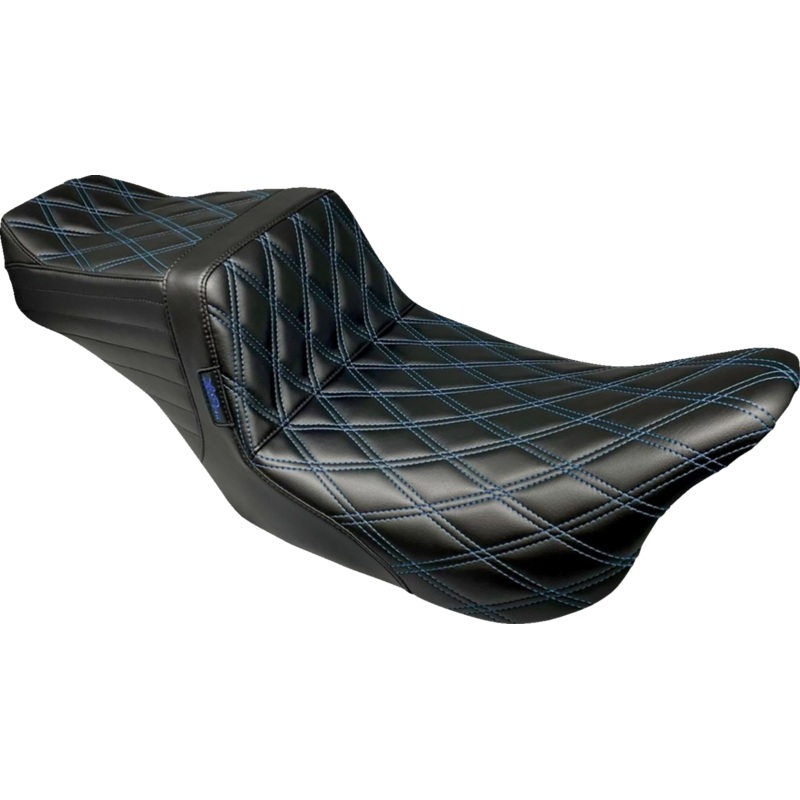 LE PERA Tailwhip Seat – Double Diamond with Blue Thread – Black for FLH/FLT ’08-’24 LK-587DD-BLUE