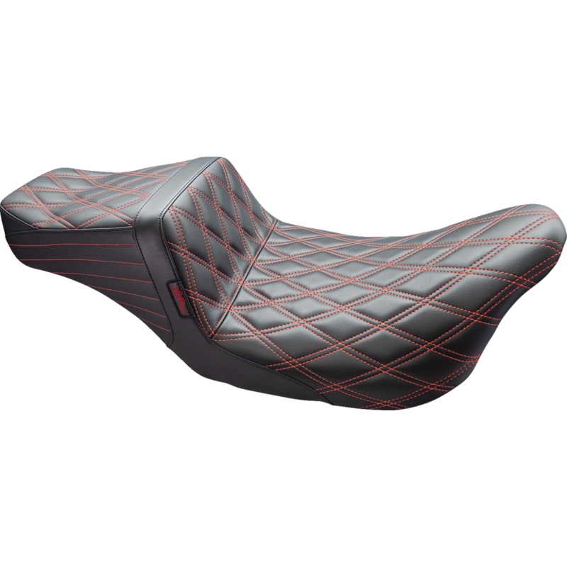 LE PERA Tailwhip Seat – Double Diamond with Red Thread – Black – FL ’08-’24 LK-587DD-RED