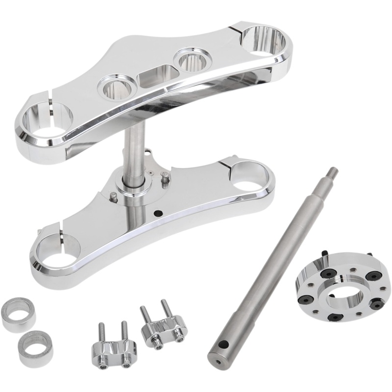 ACCUTRONIX Triple Tree – Chrome – 3 Rake 49 mm Wide Glide Triple Tree Conversion Kit