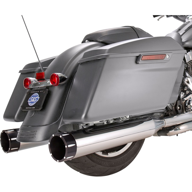 S&S CYCLE Mufflers – Chrome – Black Tracer – M8 Touring ’17-’19 MK45 Slip-On Mufflers  Tracer