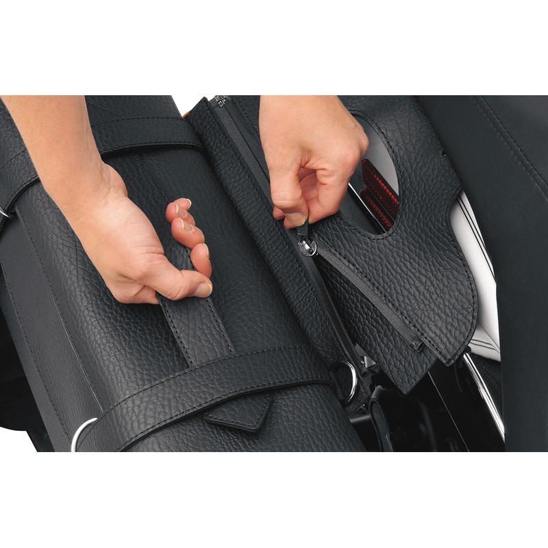 SADDLEMEN Flame Saddlebag – Black – Jumbo Highwayman Tattoo Saddlebags