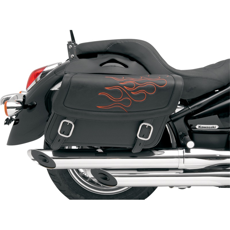 SADDLEMEN Flame Saddlebag – Orange – Medium Highwayman Tattoo Saddlebags