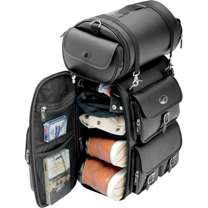 SADDLEMEN Sissy Bar Bag Drifter EX2200 Sissy Bar Bag with Roll Bag