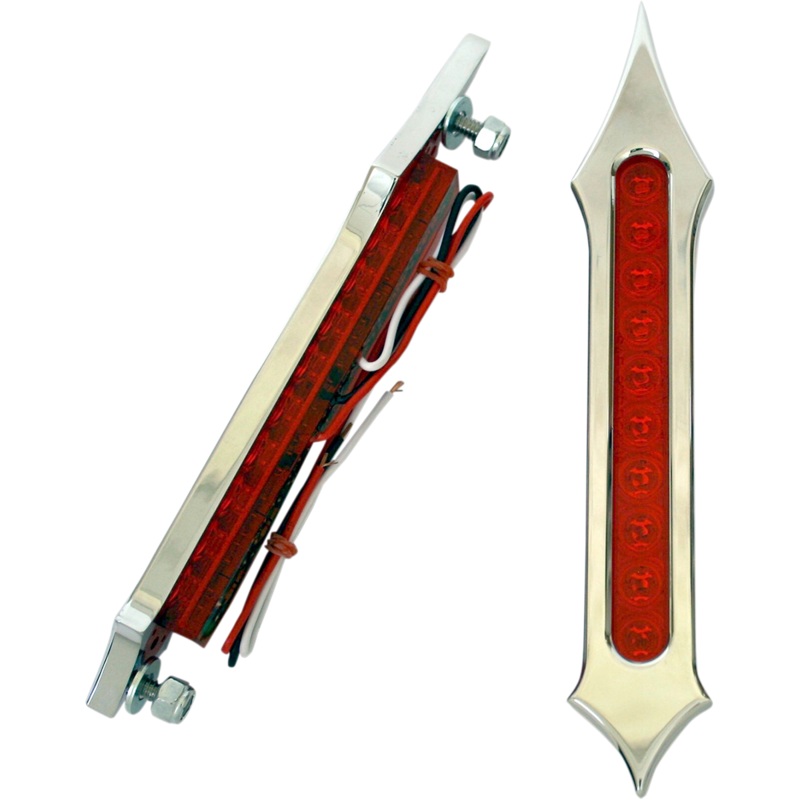 ACCUTRONIX Bag Light – Tribal Slotted – Red Lens – Chrome LED Bag Lights
