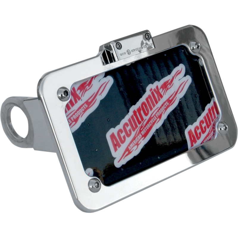 ACCUTRONIX Side Mount License Plate Assembly – Chrome Side Mount License Plate with LED Tag Light