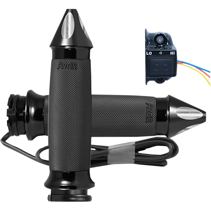 AVON GRIPS Black Heated Custom Contour Spike Grips for Cable Heated Grips