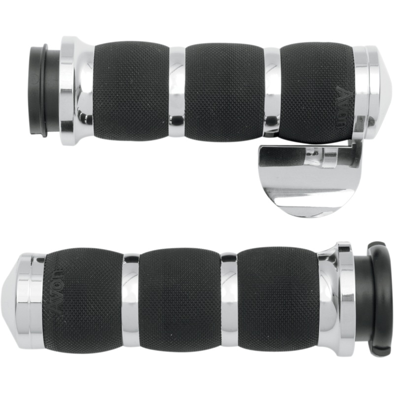 AVON GRIPS Chrome Air Cushion Grips w/ Throttle Boss for TBW 3-Ring Air Cushioned Grips  with Throttle Boss