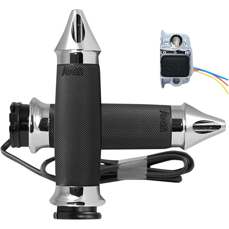 AVON GRIPS Chrome Heated Custom Contour Spike Grips for Cable Heated Grips