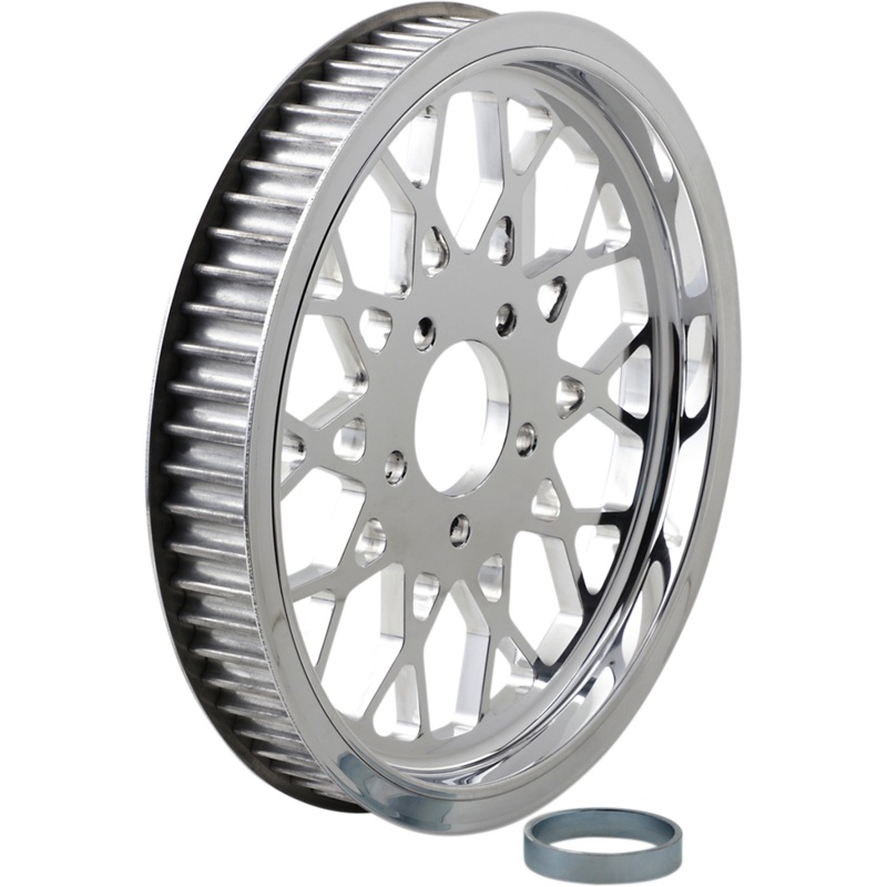 BELT DRIVES LTD. 1.50 Pulley – Mesh – 65 Tooth Polished 1-1/2 Rear Belt Pulley