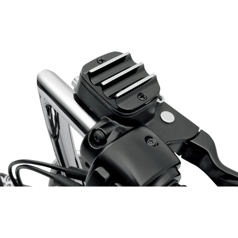 COVINGTONS Black Finned Front Brake Master Cylinder Lid for ’96 – ’17 FL Master Cylinder Cover