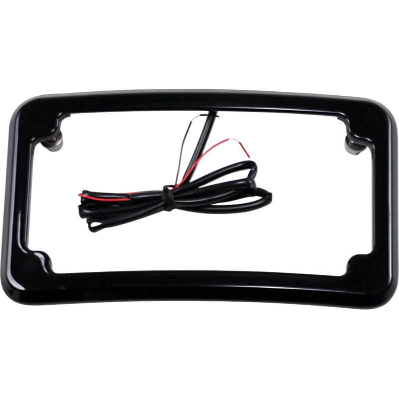 CYCLE VISIONS Beveled License Plate Frame – Black Beveled License Plate with Lights