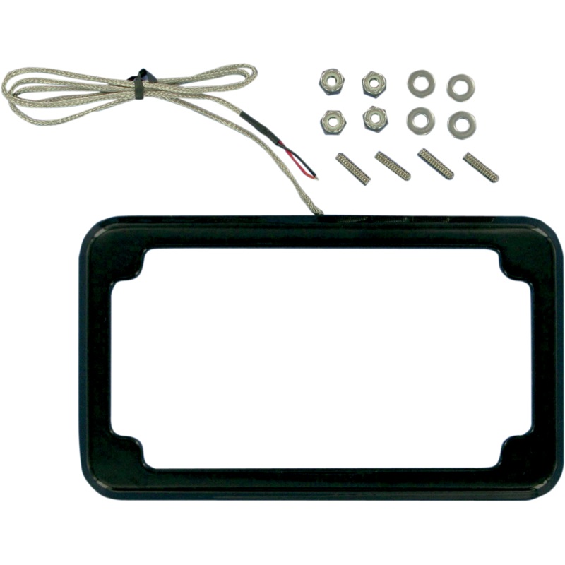 CYCLE VISIONS Beveled License Plate Frame – Black – with Plate Light Beveled License Plate with Lights