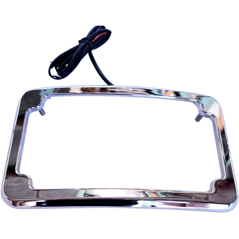 CYCLE VISIONS Beveled License Plate Frame – Chrome Beveled License Plate with Lights