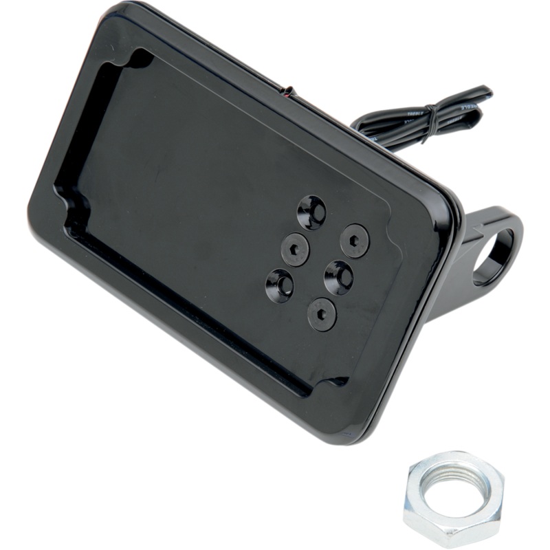 CYCLE VISIONS Horizontal License Plate Mount with Light – ’05+ XL – Black In-Close License Plate Holder