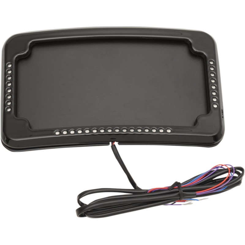 CYCLE VISIONS License Plate Mount – Lighted Frame Curved Slick Signals License Plate Frame with 3-Hole Backing Plate