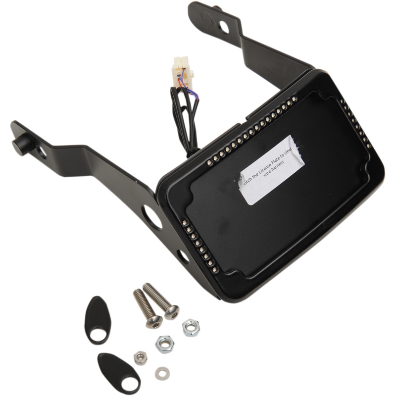 CYCLE VISIONS LP Plate Frame & Mount with Signals – FLSL/FXBB – Black Curved License Plate Frame and Mount with License Plate Light