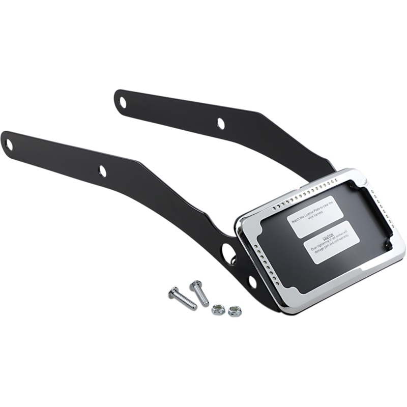 CYCLE VISIONS LP Plate Frame & Mount with Signals – FLSL/FXBB – Chrome Curved License Plate Frame and Mount with License Plate Light