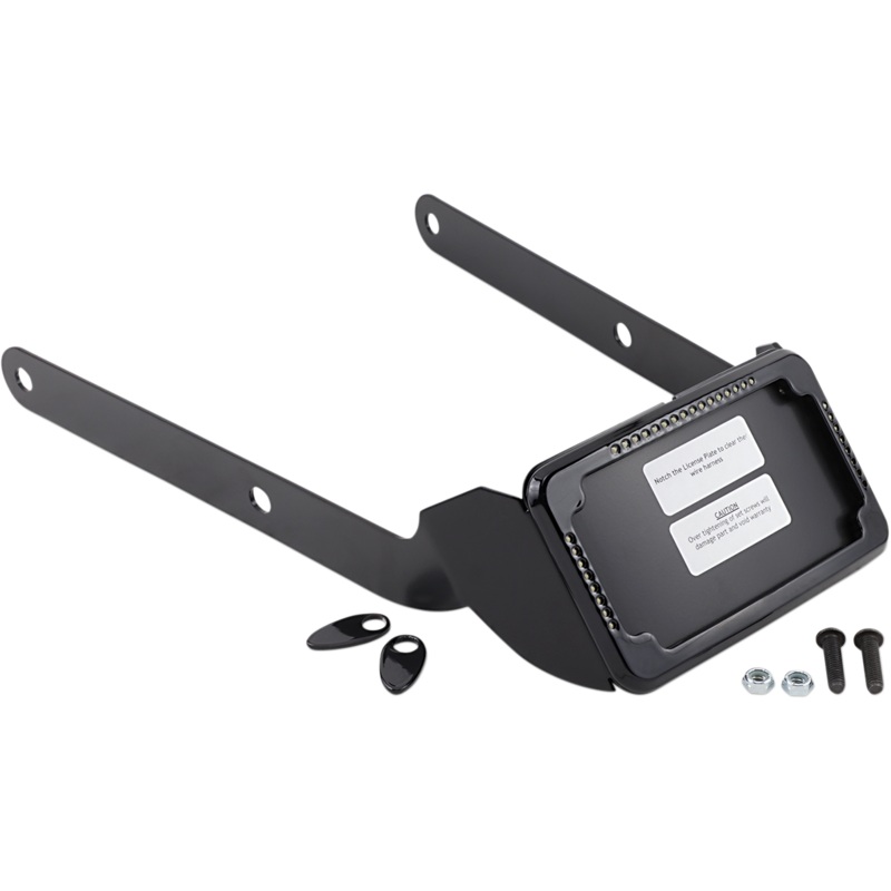 CYCLE VISIONS LP Plate Frame & Mount with Signals – FXSB – Black Curved License Plate Frame and Mount with License Plate Light