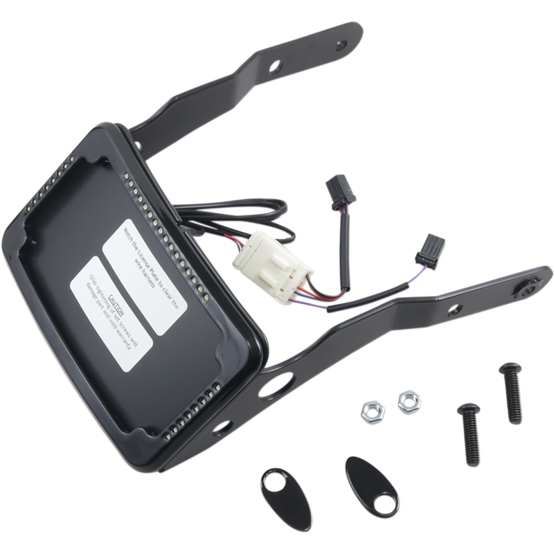 CYCLE VISIONS LP Plate Frame & Mount with Signals – XL – Black Curved License Plate Frame and Mount with License Plate Light