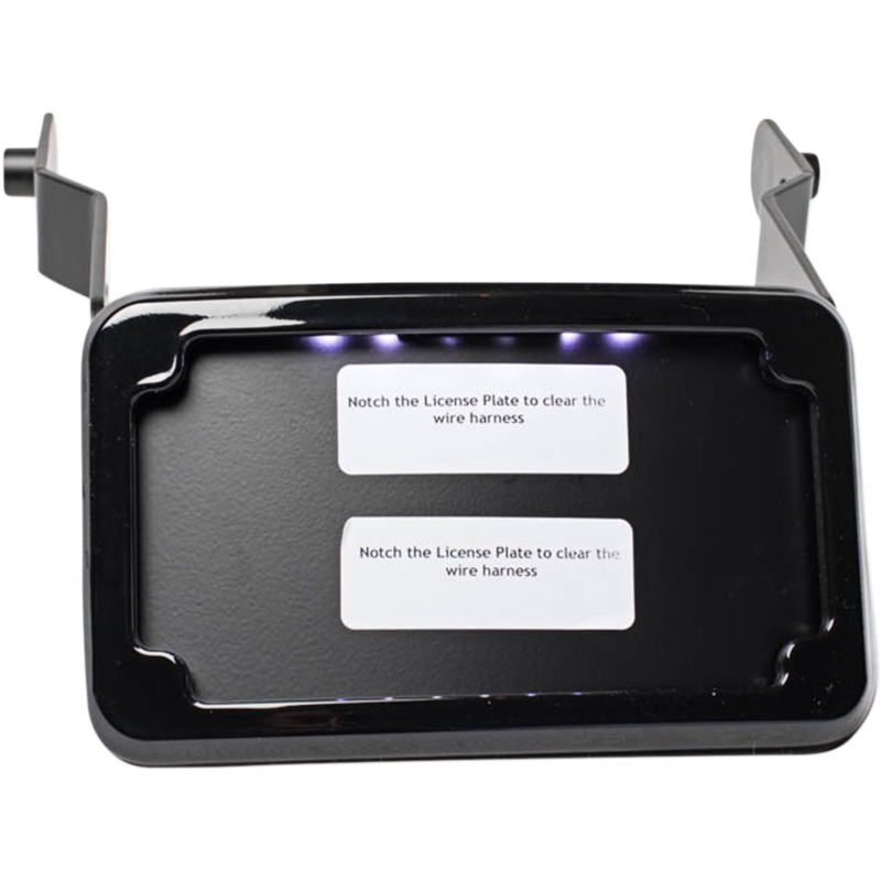 CYCLE VISIONS LP Plate Frame & Mount with Tag Light – FXDB – Black Curved License Plate Frame and Mount with License Plate Light