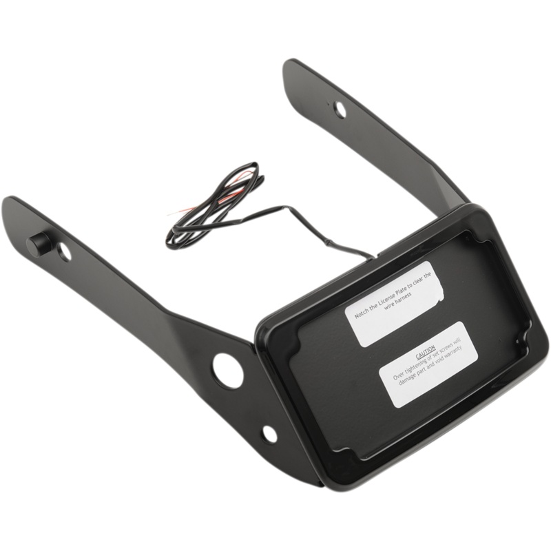 CYCLE VISIONS LP Plate Frame & Mount with Tag Light – FXDWG – Black Curved License Plate Frame and Mount with License Plate Light
