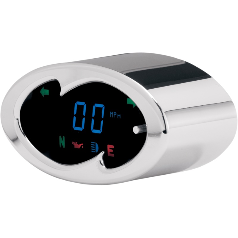 DAKOTA DIGITAL 5000 Series Wave Speedometer – Chrome – 2 H x 4.25 W 5000 Series Handlebar-Mounted Digital Speedometer