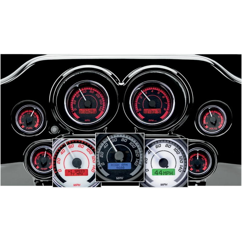 DAKOTA DIGITAL MVX-8K Series Analog/Digital 2-Gauge Kit – Chrome Bezel – Black Face with Gray Background MVX-8K Series Analog/Digital Gauge Kit  8200KGC Model