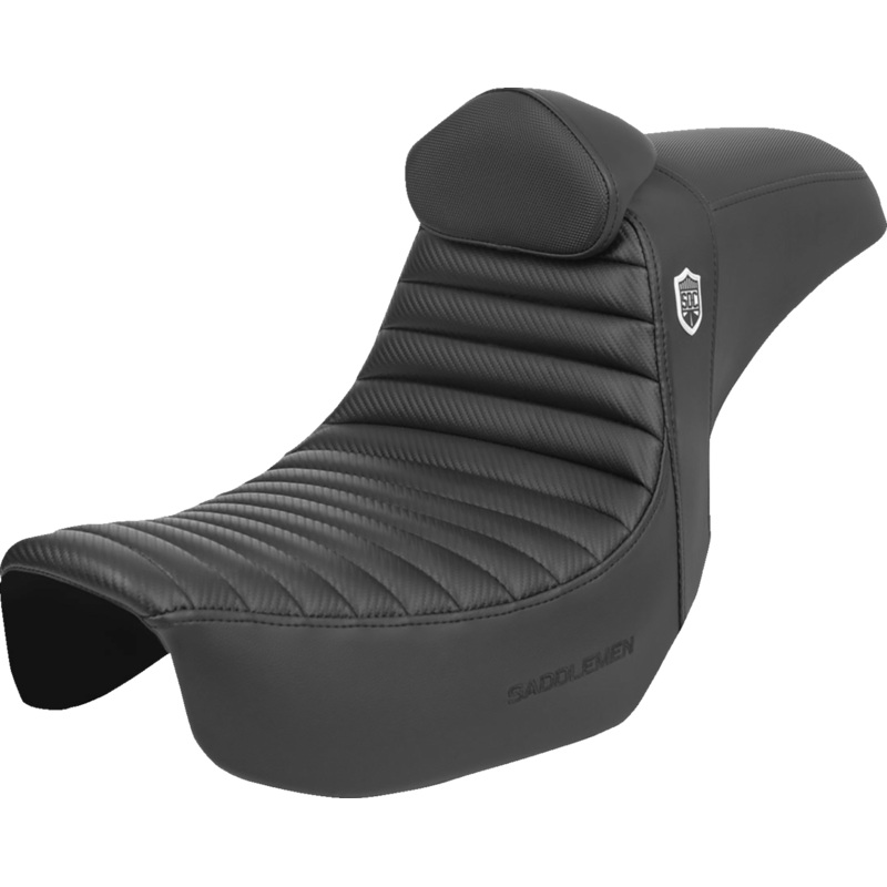 SADDLEMEN Pro Series SDC Performance Seat – w/ Backrest – Tuck-n-Roll/Carbon Fiber – Gripper – Dyna ’06-’17 SC80604TB