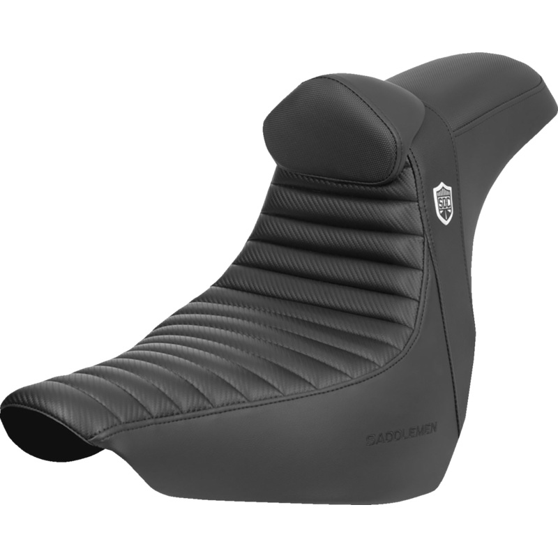 SADDLEMEN Pro Series SDC Performance Seat – w/ Backrest – Tuck-n-Roll/Carbon Fiber – Gripper – FLSB/FX ’18-’24 SC81829TB