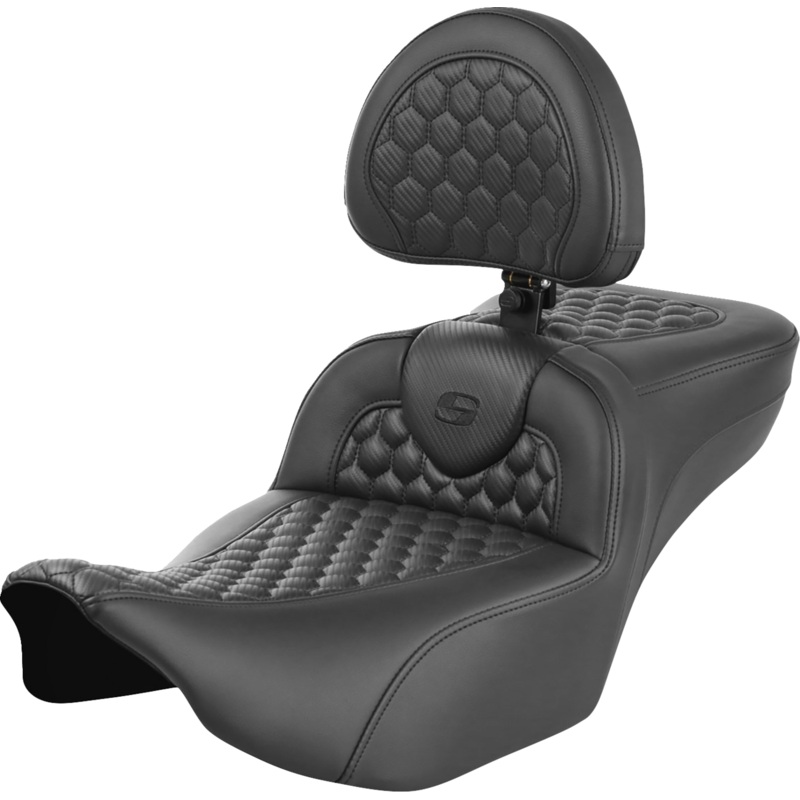 SADDLEMEN Roadsofa* Extended Reach Seat – with Backrest – Honeycomb – FLTR/FLHX ’23-’24 823-07-190B0