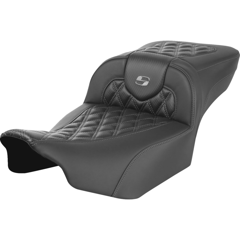 SADDLEMEN Roadsofa* Extended Reach Seat – without Backrest – Lattice Stitch – Dark Gray Stitch – FL/FX ’23-’24 823-07-20702