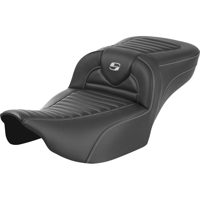 SADDLEMEN Roadsofa* Extended Reach Seat – without Backrest – Tuck-n-Roll – Carbon Fiber – FLTR/FLHX ’23-’24 823-07-20500