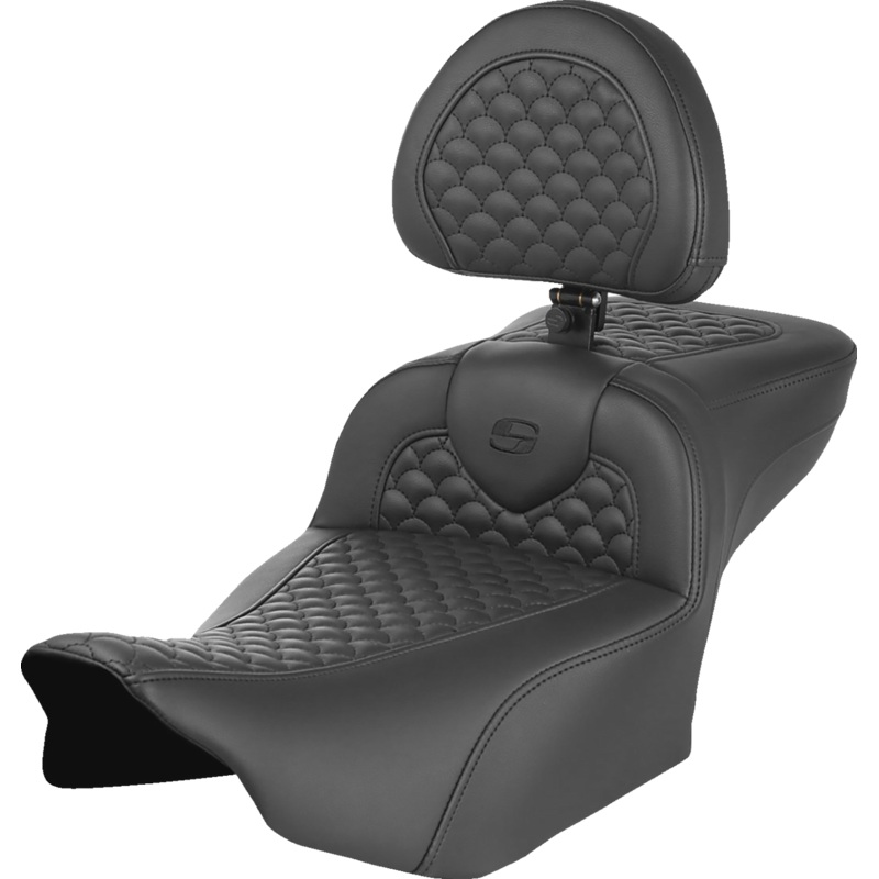 SADDLEMEN Roadsofa* Seat – Scallop Stitch – w/ Backrest – Extended Reach – FLTR/FLHX ’23-’24 823-07-209B0
