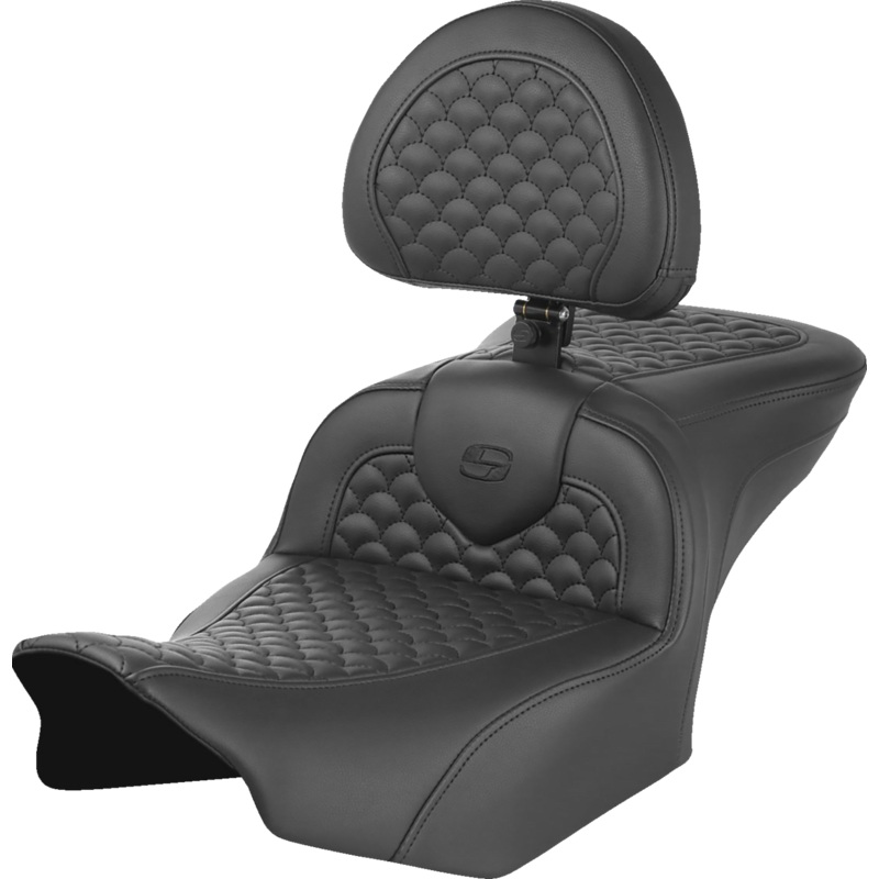 SADDLEMEN Roadsofa* Seat – Scallop Stitch – w/ Backrest – FLTR/FLHX ’23-’24 823-07-208B0