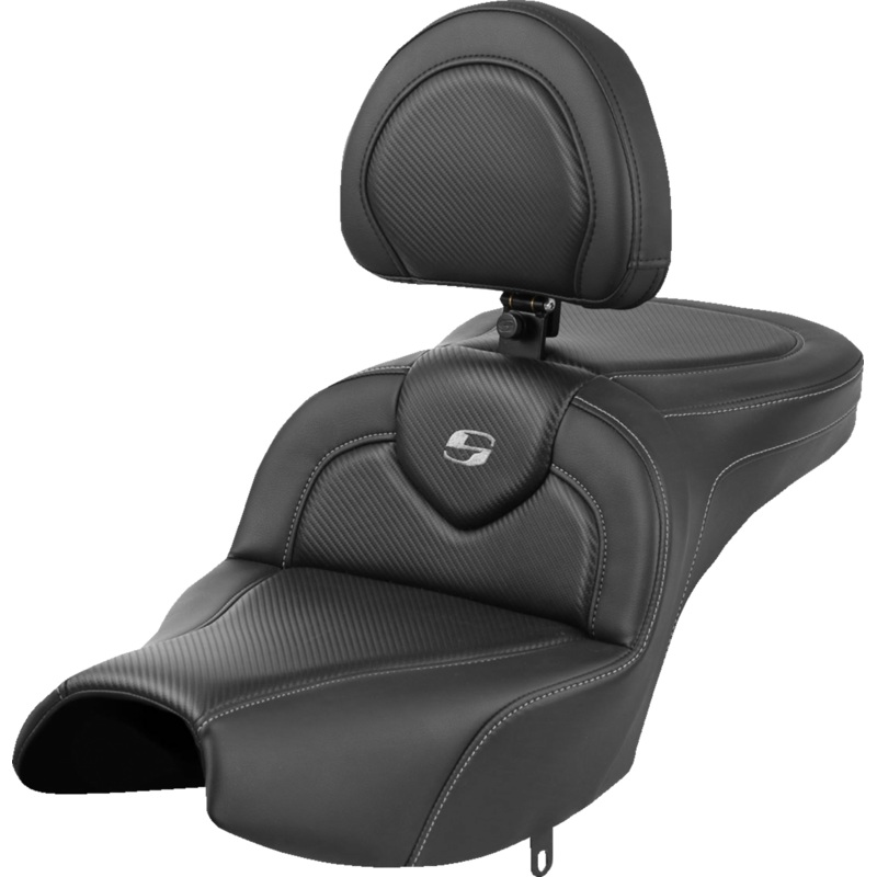 SADDLEMEN Roadsofa* Seat – With Backrest – Black – Carbon Fiber – Indian Pursuit ’22-’24 I22-02-185BR