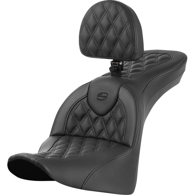 SADDLEMEN Roadsofa* Seat – with Backrest – Lattice Stitch 818-33-182BR