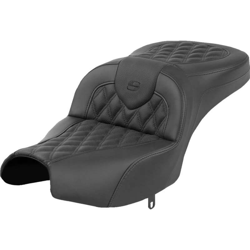 SADDLEMEN Roadsofa* Seat – Without Backrest – Black – Lattice Stitch – Indian Pursuit ’22-’24 I22-02-182