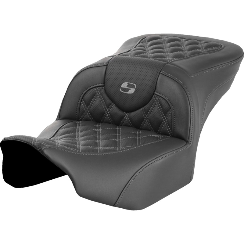SADDLEMEN Roadsofa* Seat – without Backrest – Gray Lattice Stitch – FLTR/FLHX ’23-’24 823-07-18202