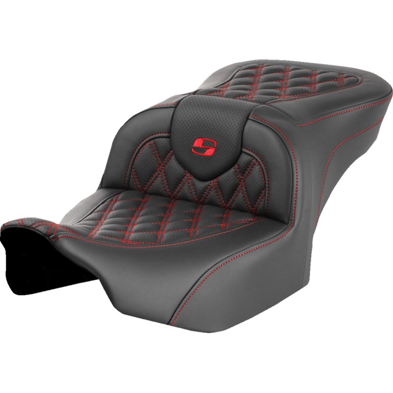 SADDLEMEN Roadsofa* Seat – without Backrest – Red Lattice Stitch – FLTR/FLHX ’23-’24 823-07-18204