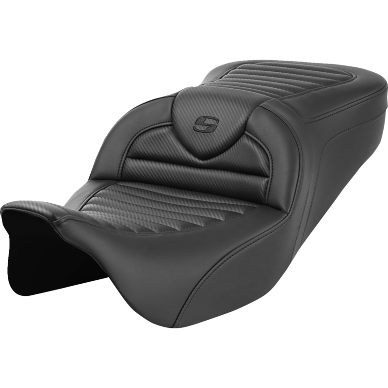 SADDLEMEN Roadsofa* Seat – without Backrest – Tuck-n-Roll – Carbon Fiber – FL ’08-’23 808-07B-20400