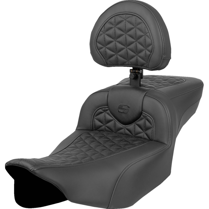 SADDLEMEN RoadSofa* Tri Gripper Seat – Extended Reach – w/ Backrest – FLH/FLT ’23-’24 823-07-211B0
