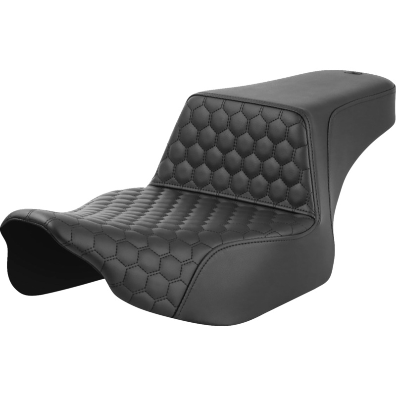 SADDLEMEN Step-Up Seat – Extended Reach – Front Honeycomb – Black Stitch – FL ’23-’24 823-07-17800