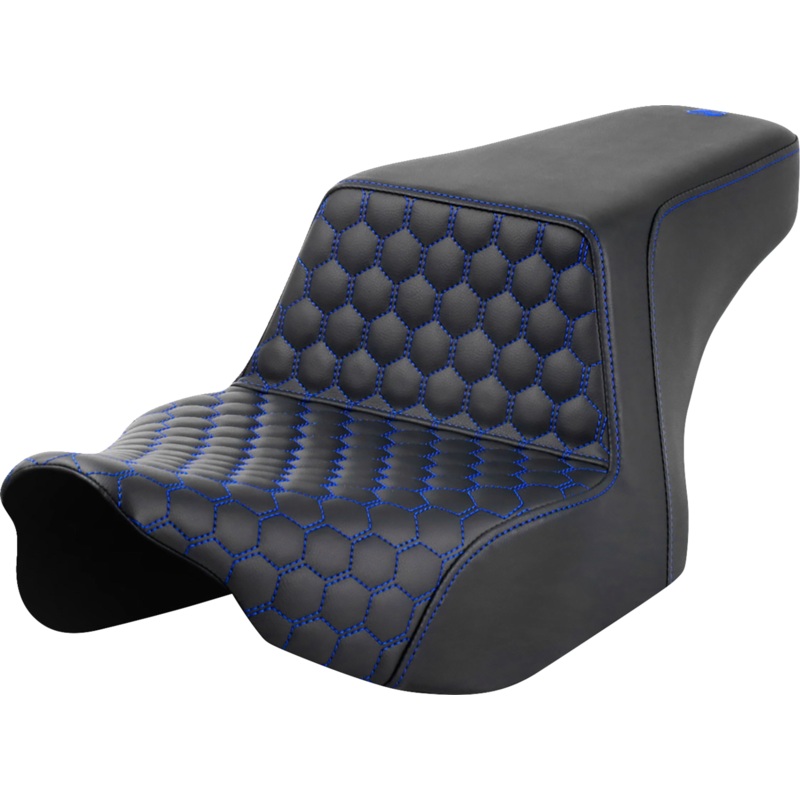 SADDLEMEN Step-Up Seat – Front Honeycomb – Blue Stitching – FL ’23-’24 823-07-17701