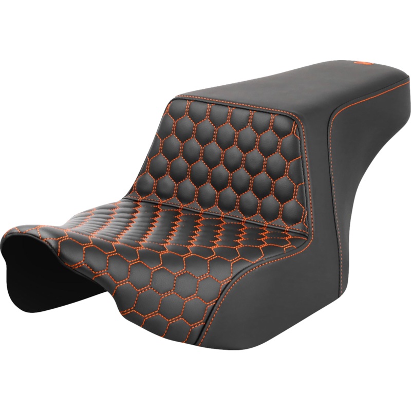 SADDLEMEN Step-Up Seat – Front Honeycomb – Orange Stitching – FL ’23-’24 823-07-17703