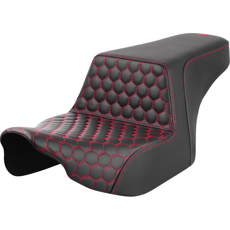 SADDLEMEN Step-Up Seat – Front Honeycomb – Red Stitching – FL ’23-’24 823-07-17704