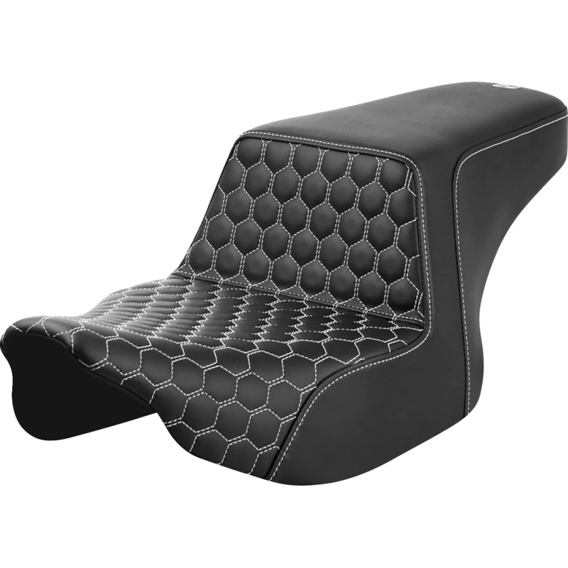 SADDLEMEN Step-Up Seat – Front Honeycomb – White Stitching – FL ’23-’24 823-07-17706