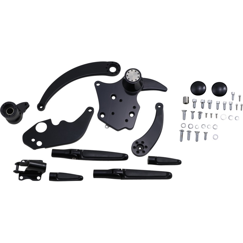 HAWG HALTERS Forward Control – ’14+ FLH – Black Anodized – Extended – Folding Rubber Inlay Pegs -Solid Lever Forward Control