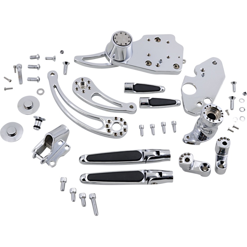 HAWG HALTERS Forward Control – ’14+ FLH – Chrome – Standard – Folding Rubber Inlay Pegs – Slotted Levers Forward Control