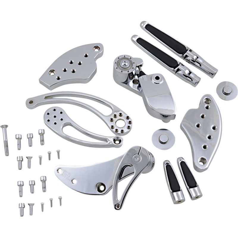 HAWG HALTERS Forward Control – ’18+ Softail – Chrome – Standard – Folding Rubber Inlay Pegs – Slotted Levers Forward Control